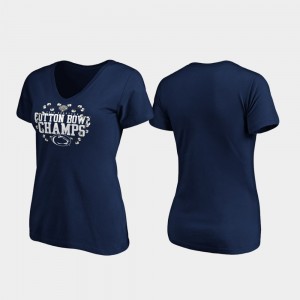 Nittany Lions College T-Shirt Ladies Navy Receiver V-Neck 2019 Cotton Bowl Champions