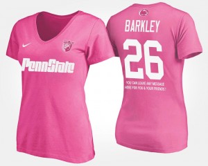 For Women's Saquon Barkley College T-Shirt #26 Nittany Lions Pink With Message