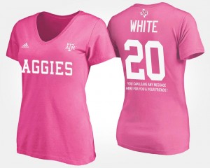 Texas A&M Aggies Pink With Message James White College T-Shirt Ladies #20