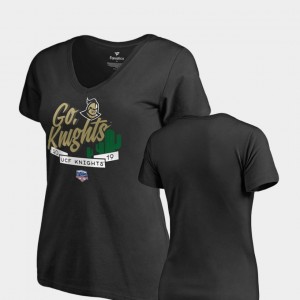 UCF Knights Womens Black Dime V-Neck College T-Shirt 2019 Fiesta Bowl Bound