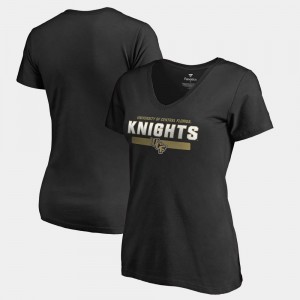 Women Knights College T-Shirt Black Team Strong V-Neck