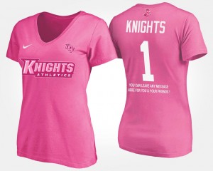 UCF Knights #1 College T-Shirt Women's No.1 Short Sleeve With Message Pink
