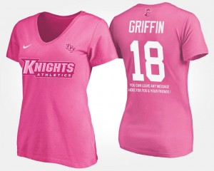 Pink With Message #18 For Women's Knights Shaquem Griffin College T-Shirt