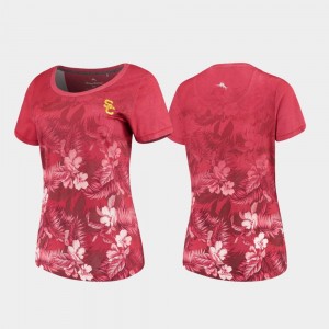 College T-Shirt Tommy Bahama Cardinal Floral Victory Trojans Womens