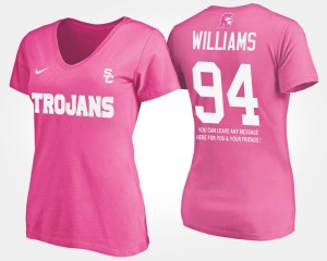 Pink USC Trojan Leonard Williams College T-Shirt Women's With Message #94