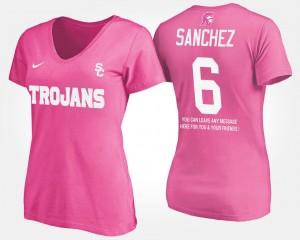Pink With Message Ladies USC #6 Mark Sanchez College T-Shirt