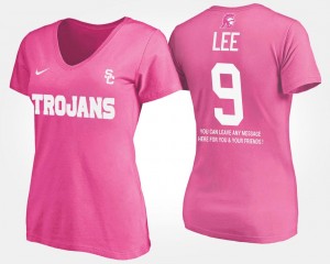 Womens Pink With Message #9 Marqise Lee College T-Shirt USC Trojans