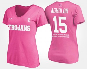 Pink #15 With Message Ladies Nelson Agholor College T-Shirt USC