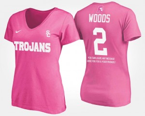 With Message USC Pink Robert Woods College T-Shirt Women's #2