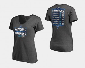 Villanova University Heather Gray College T-Shirt 2018 Dropstep Schedule Basketball National Champions Women