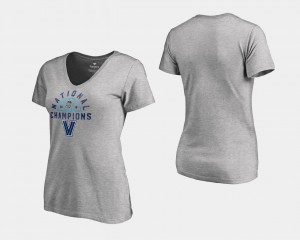 For Women's College T-Shirt Basketball National Champions 2018 Dunk V-Neck Heather Gray Villanova Wildcats