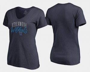 V-Neck For Women's Villanova College T-Shirt Graceful Navy