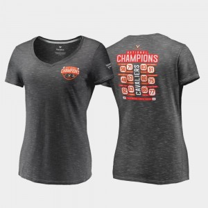 College T-Shirt UVA Cavaliers 2019 NCAA Basketball National Champions Drop Step Schedule 2019 Men's Basketball Champions Ladies Charcoal