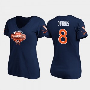 2019 ACC Coastal Football Division Champions Navy #8 Virginia Women's Hasise Dubois College T-Shirt V-Neck