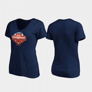 V-Neck Navy UVA College T-Shirt 2019 ACC Coastal Football Division Champions For Women's