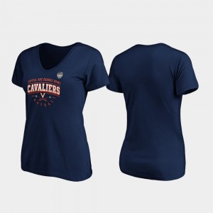 College T-Shirt 2019 Orange Bowl Bound Navy For Women Cavaliers Tackle V-Neck