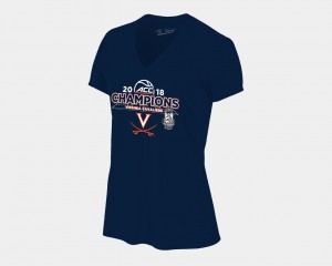 UVA Cavaliers Navy College T-Shirt V-Neck 2018 ACC Champions Locker Room Women's Basketball Conference Tournament