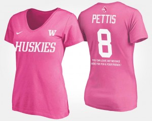 Washington Women #8 Dante Pettis College T-Shirt With Message Pink