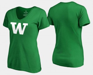 Washington Huskies St. Patrick's Day College T-Shirt Kelly Green White Logo Women's