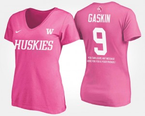 #9 With Message Myles Gaskin College T-Shirt Pink Women University of Washington