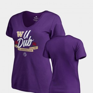 2019 Rose Bowl Bound For Women's Purple UW College T-Shirt Dime V-Neck