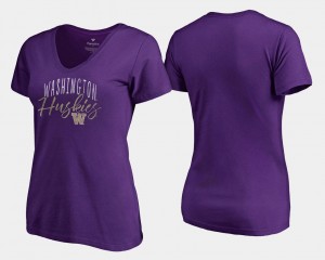 V-Neck For Women's Washington Huskies Purple Graceful College T-Shirt