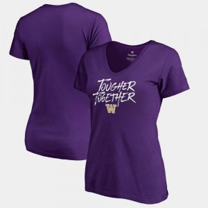 Tougher Together UW College T-Shirt Women's V-Neck Purple