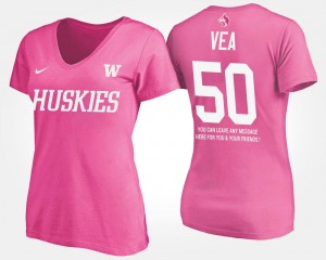 With Message UW Women's Vita Vea College T-Shirt #50 Pink