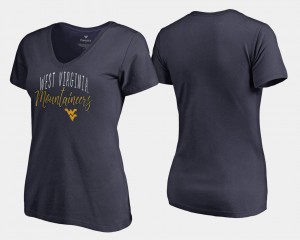 Graceful Navy For Women's College T-Shirt V-Neck WVU
