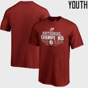 Alabama Roll Tide Bowl Game Football Playoff 2017 National Champions Multi Kick Crimson College T-Shirt Youth(Kids)