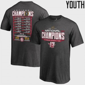 Bowl Game Bama College T-Shirt Youth Heather Gray Football Playoff 2017 National Champions Schedule