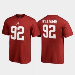 Youth #92 Alabama Roll Tide Crimson Quinnen Williams College T-Shirt Legends Name & Number