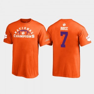 Clemson University Pylon Chase Brice College T-Shirt Kids 2018 National Champions #7 Orange