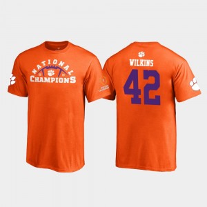 #42 Christian Wilkins College T-Shirt 2018 National Champions Kids Pylon Orange Clemson Tigers
