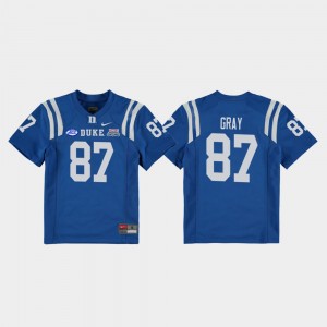 Royal 2018 Independence Bowl #87 Football Game Youth Duke University Noah Gray College Jersey