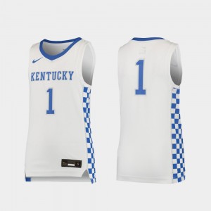 Replica #1 Basketball University of Kentucky White College Jersey Youth(Kids)