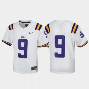 LSU Football #9 College Jersey Youth(Kids) Untouchable White