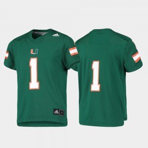Youth(Kids) Replica Football #1 College Jersey Miami Hurricanes Green