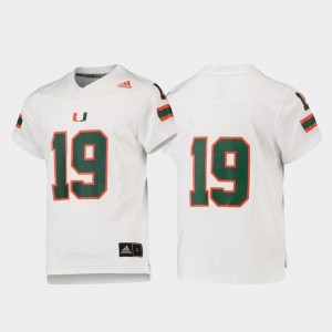Miami Hurricane #19 For Kids Football White College Jersey Replica
