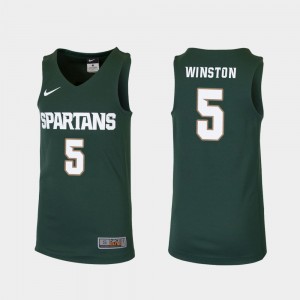 Basketball Green Cassius Winston College Jersey Youth Michigan State Spartans #5 Replica