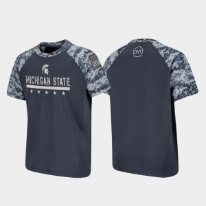 Michigan State University College T-Shirt Charcoal OHT Military Appreciation Youth Raglan Digital Camo