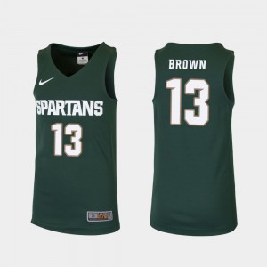 Youth #3 Replica Basketball Green Gabe Brown College Jersey Spartans
