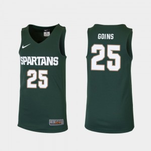 #25 Kids Green Spartans Basketball Replica Kenny Goins College Jersey