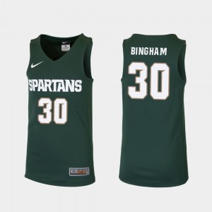 For Kids Marcus Bingham Jr. College Jersey #30 Michigan State Spartans Replica Green Basketball