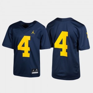Navy Untouchable Youth(Kids) College Jersey Michigan #4 Football