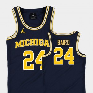 #24 Navy C.J. Baird College Jersey Basketball Jordan Michigan Kids Replica