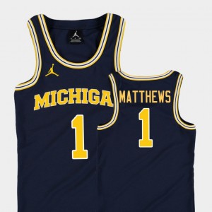 Navy Charles Matthews College Jersey #1 Kids Replica Basketball Jordan Wolverines