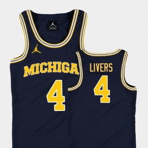 Replica #4 Michigan For Kids Isaiah Livers College Jersey Navy Basketball Jordan