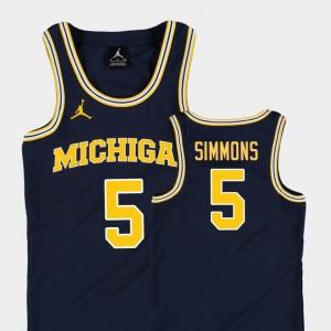 Replica University of Michigan For Kids Basketball Jordan Jaaron Simmons College Jersey #5 Navy