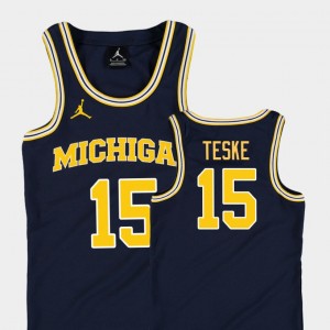 Replica Basketball Jordan Jon Teske College Jersey Michigan Wolverines #15 For Kids Navy